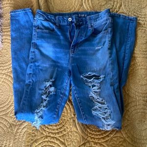 AEO 10 xlong deconstructed skinny jeans